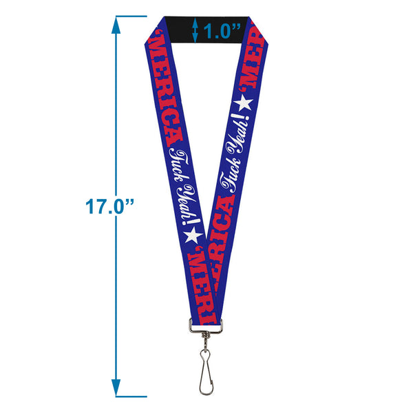 Buckle-Down Lanyard - 1.0" - MERICA FUCK YEAH Star Blue Red White