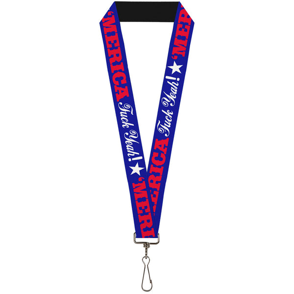 Buckle-Down Lanyard - 1.0" - MERICA FUCK YEAH Star Blue Red White