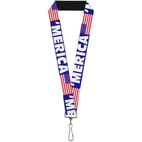 Buckle-Down Lanyard - 1.0" - MERICA US Flag Blue White Red