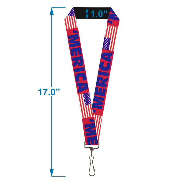 Buckle-Down Lanyard - 1.0" - MERICA US Flag Red Blue White