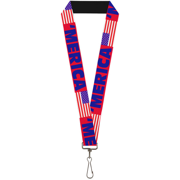 Buckle-Down Lanyard - 1.0" - MERICA US Flag Red Blue White