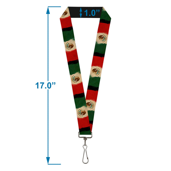 Buckle-Down Lanyard - 1.0" - Mexico Flag Distressed Painting