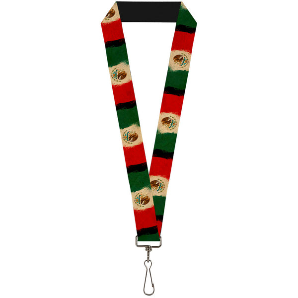 Buckle-Down Lanyard - 1.0" - Mexico Flag Distressed Painting