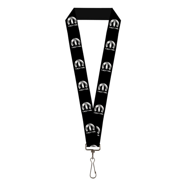 Buckle-Down Lanyard - 1.0" - MOPAR Logo Repeat Black Silver Gradient