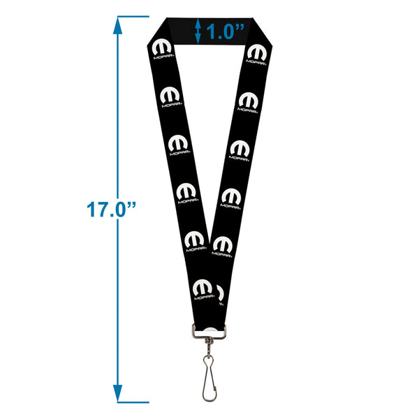 Buckle-Down Lanyard - 1.0" - MOPAR Logo Repeat Black White