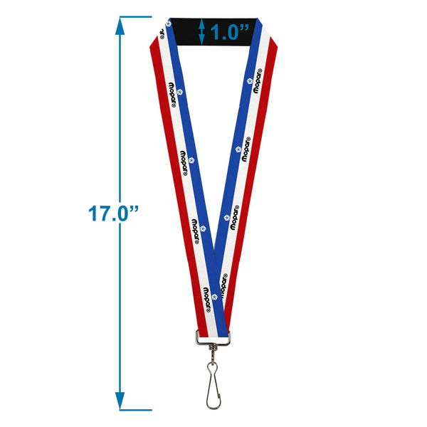 Buckle-Down Lanyard - 1.0" - MOPAR Logo Stripe Blue White Red