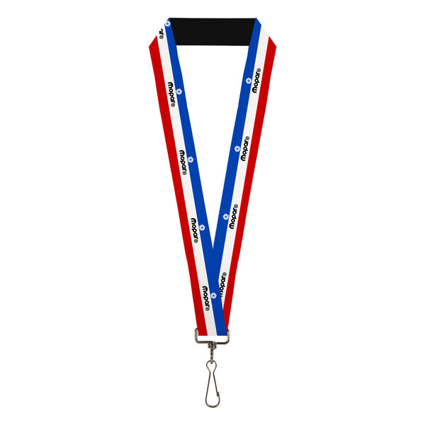 Buckle-Down Lanyard - 1.0" - MOPAR Logo Stripe Blue White Red