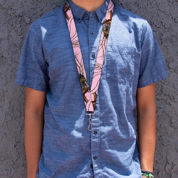 Buckle-Down Lanyard - 1.0" - Mossy Oak Country Roots Camo Baby Pink
