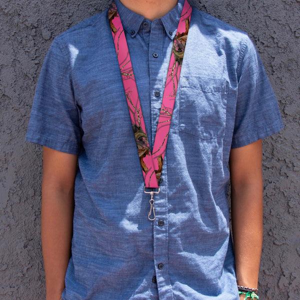 Buckle-Down Lanyard - 1.0" - Mossy Oak Country Roots Camo Fuchsia