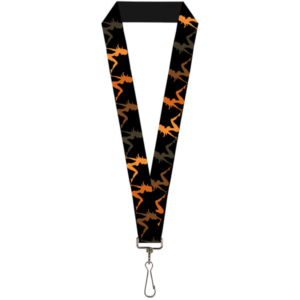 Buckle-Down Lanyard - 1.0" - Mud Flap Girl Repeat Black Orange Fade
