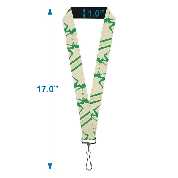 Buckle-Down Lanyard - 1.0" - Mud Flap Girls W Stripes Tan Green Lime Green