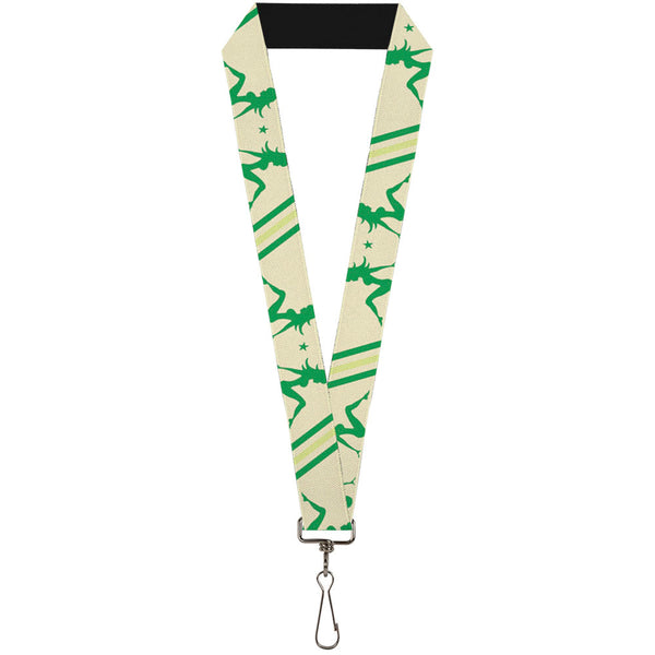 Buckle-Down Lanyard - 1.0" - Mud Flap Girls w Stripes Tan Green Lime Green