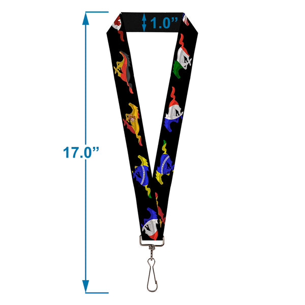 Buckle-Down Lanyard - 1.0" - Mustang Silhouette Black International Flags