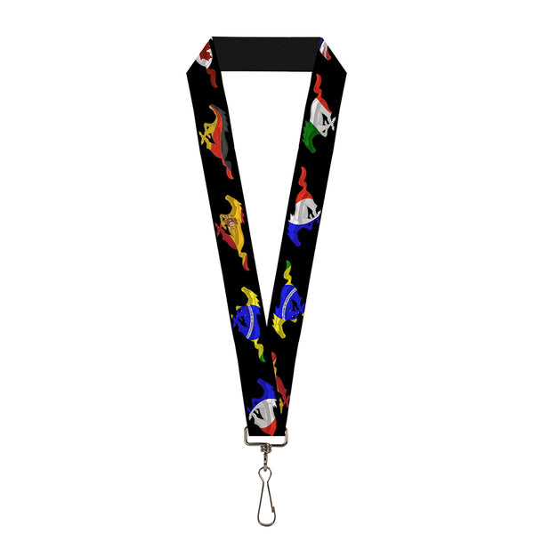 Buckle-Down Lanyard - 1.0" - Mustang Silhouette Black International Flags
