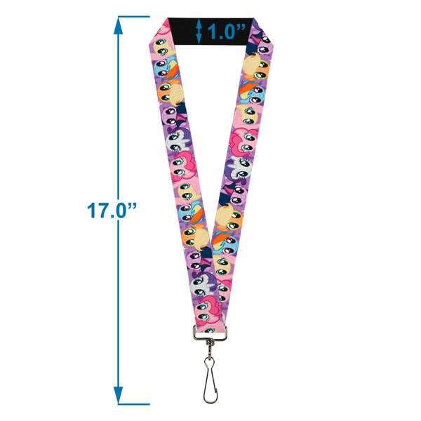 Buckle-Down Lanyard - 1.0" - My Little Pony Friendship Is Magic Original Mane Six Face Blocks
