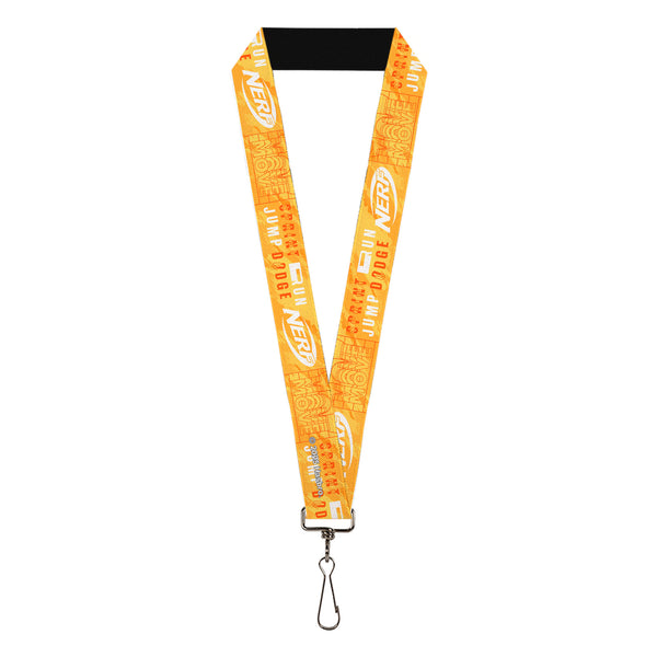 Buckle-Down Lanyard - 1.0" - NERF Action Verbiage Collage Yellows/Orange/White