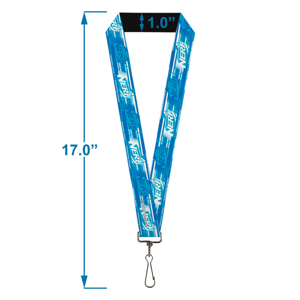 Buckle-Down Lanyard - 1.0" - NERF Logo Streaks Blues/White