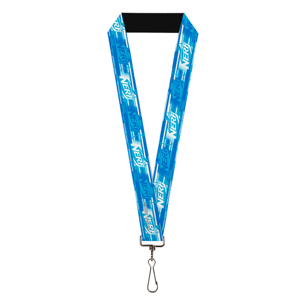 Buckle-Down Lanyard - 1.0" - NERF Logo Streaks Blues/White