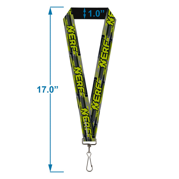 Buckle-Down Lanyard - 1.0" - NERF Text Glitch Logo Gray/Yellow/Black