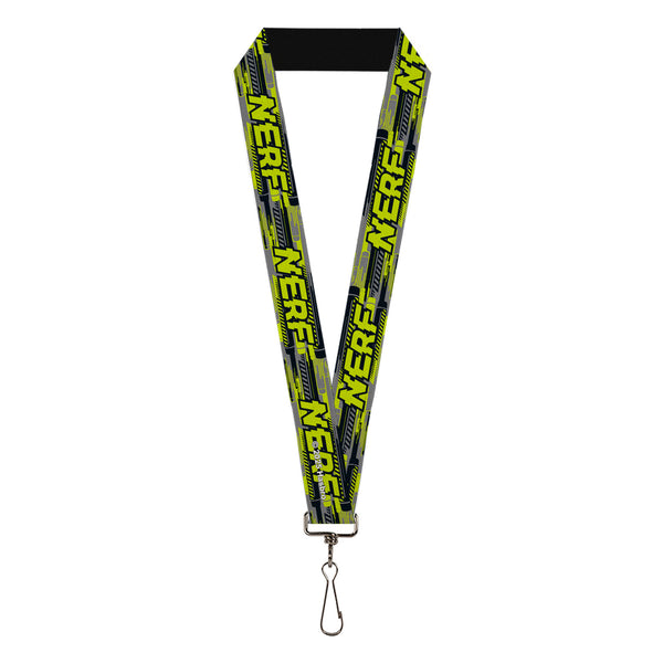 Buckle-Down Lanyard - 1.0" - NERF Text Glitch Logo Gray/Yellow/Black