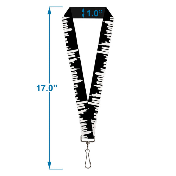 Buckle-Down Lanyard - 1.0" - New York Solid Skyline Black White