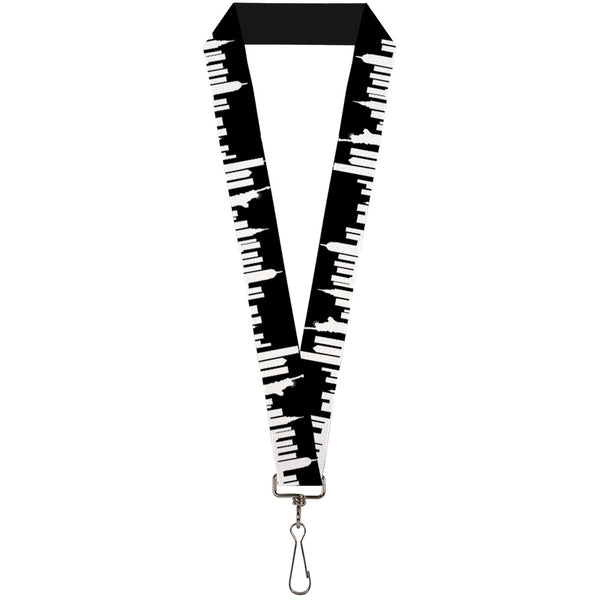 Buckle-Down Lanyard - 1.0" - New York Solid Skyline Black White