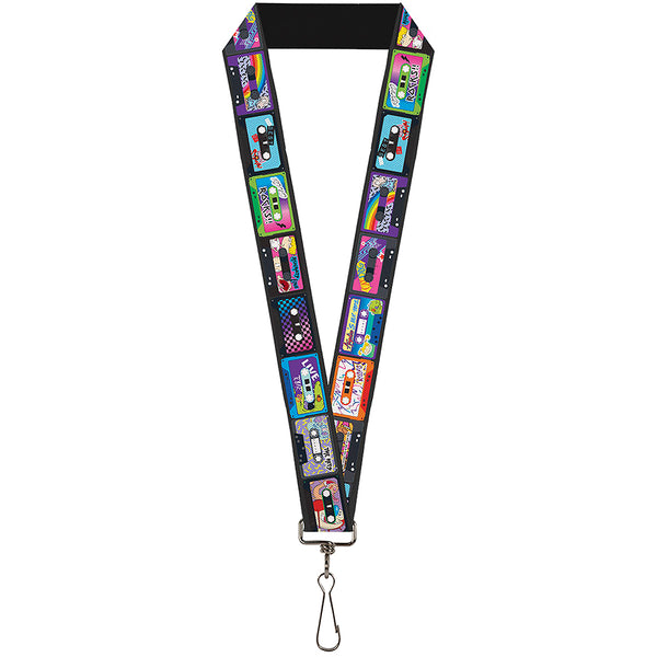 Buckle-Down Lanyard - 1.0" - Nick 90's Rewind 13-Mash Up Cassette Tapes Black