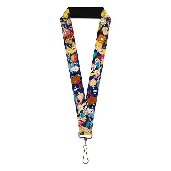 Buckle-Down Lanyard - 1.0" - Nick 90's Rewind 16-Character Poses Navy Blue