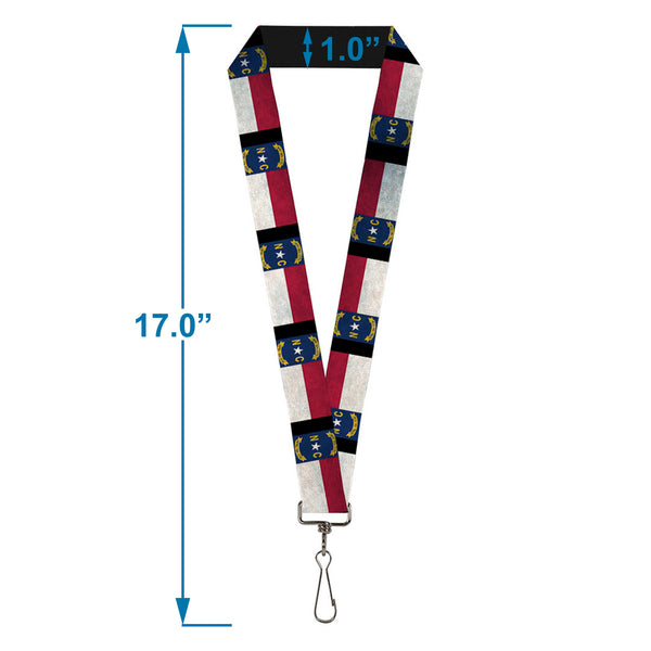 Buckle-Down Lanyard - 1.0" - North Carolina Flag Distressed Black