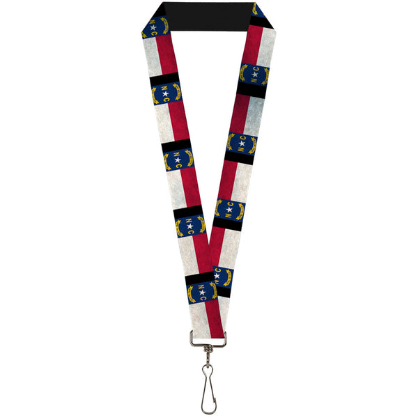 Buckle-Down Lanyard - 1.0" - North Carolina Flag Distressed Black