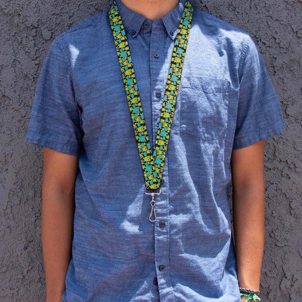 Buckle-Down Lanyard - 1.0" - Owls W Outline Black Multi Neon