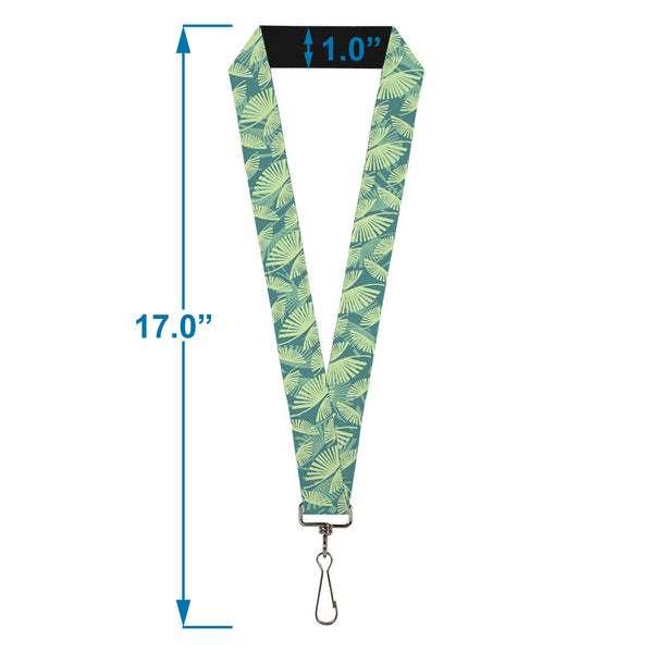 Buckle-Down Lanyard - 1.0" - Palm Leaves Stacked Pastel Greens