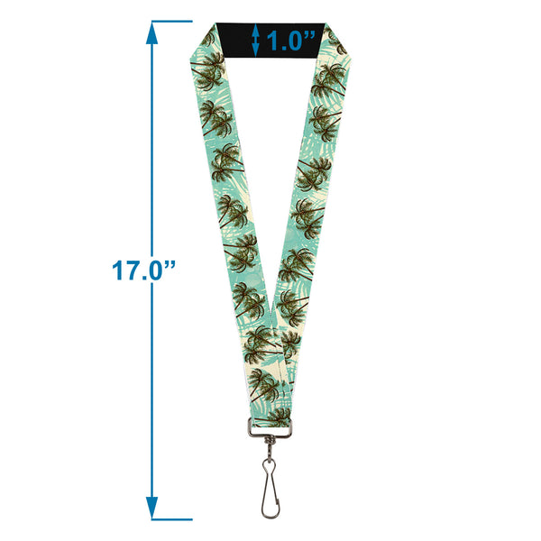 Buckle-Down Lanyard - 1.0" - Palm Trees Swaying Tan Teal