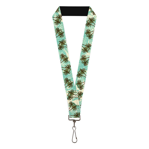 Buckle-Down Lanyard - 1.0" - Palm Trees Swaying Tan Teal