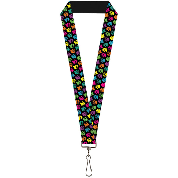 Buckle-Down Lanyard - 1.0" - Paw Print Black Multi Color