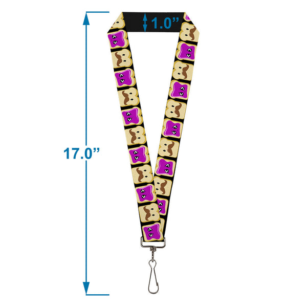 Buckle-Down Lanyard - 1.0" - Peanut Butter W Mustache & Jelly