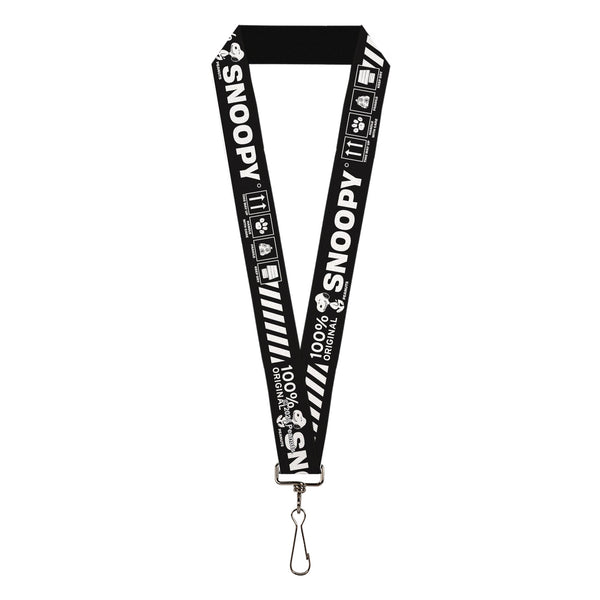 Buckle-Down Lanyard - 1.0" - Peanuts SNOOPY Care Symbols 100% ORIGINAL Black/White