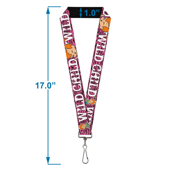Buckle-Down Lanyard - 1.0" - Pebbles Face Pose WILD CHILD Pink Black White