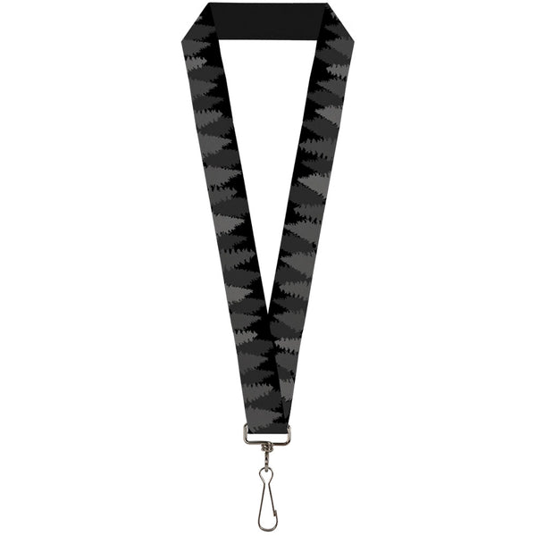 Buckle-Down Lanyard - 1.0" - Pine Tree Silhouettes Black Grays