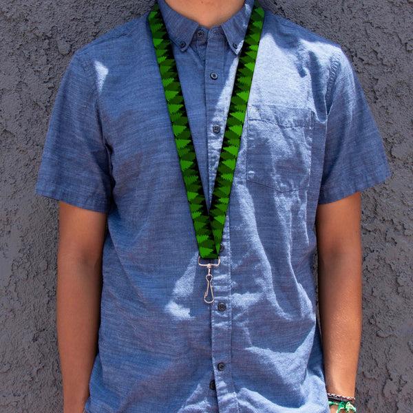Buckle-Down Lanyard - 1.0" - Pine Tree Silhouettes Black Greens