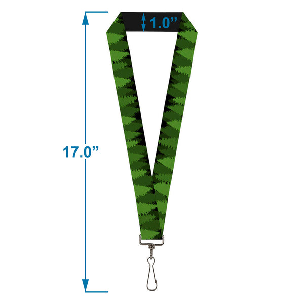 Buckle-Down Lanyard - 1.0" - Pine Tree Silhouettes Black Greens
