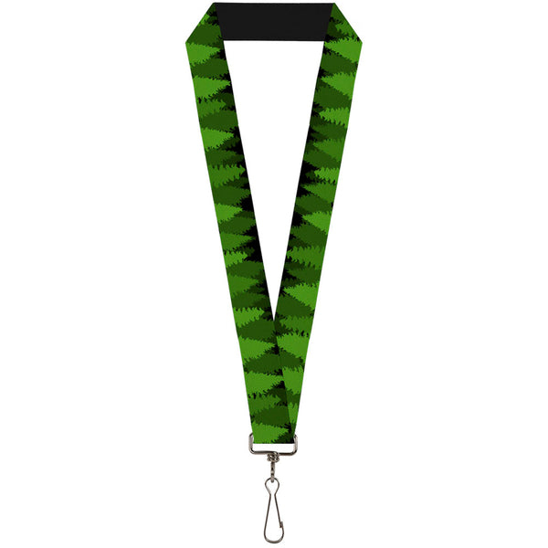 Buckle-Down Lanyard - 1.0" - Pine Tree Silhouettes Black Greens