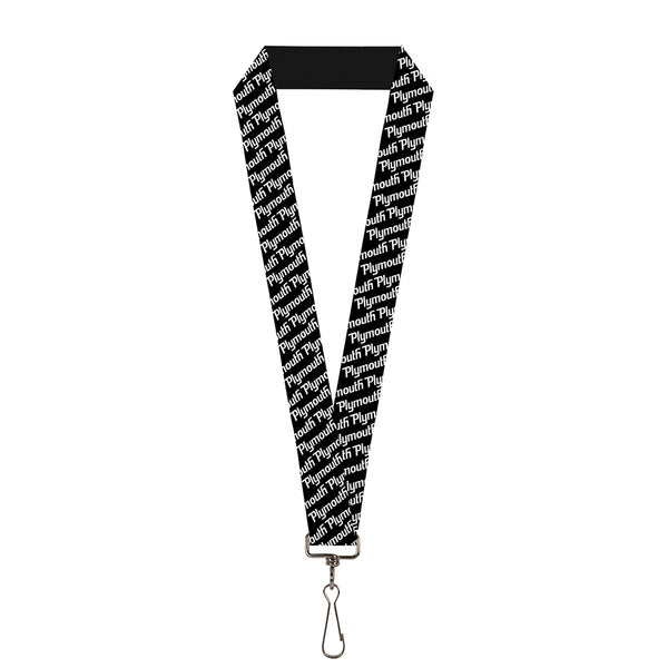 Buckle-Down Lanyard - 1.0" - PLYMOUTH Text Logo Scattered Black White
