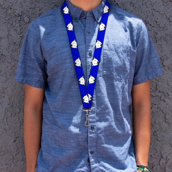 Buckle-Down Lanyard - 1.0" - Polar Bear W Mustache Royal