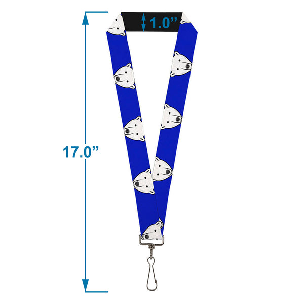 Buckle-Down Lanyard - 1.0" - Polar Bear W Mustache Royal