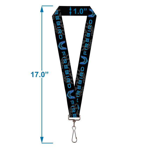 Buckle-Down Lanyard - 1.0" - Pontiac FIREBIRD Logo Black Grays Blues