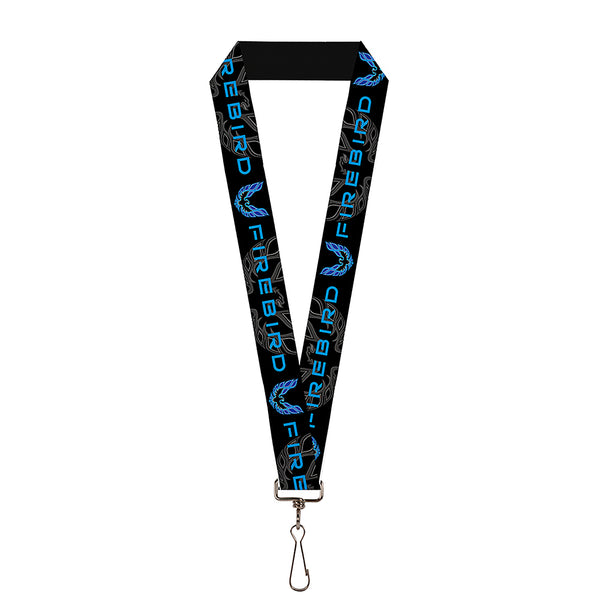 Buckle-Down Lanyard - 1.0" - Pontiac FIREBIRD Logo Black Grays Blues