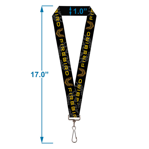 Buckle-Down Lanyard - 1.0" - Pontiac FIREBIRD Logo Black Grays Golds