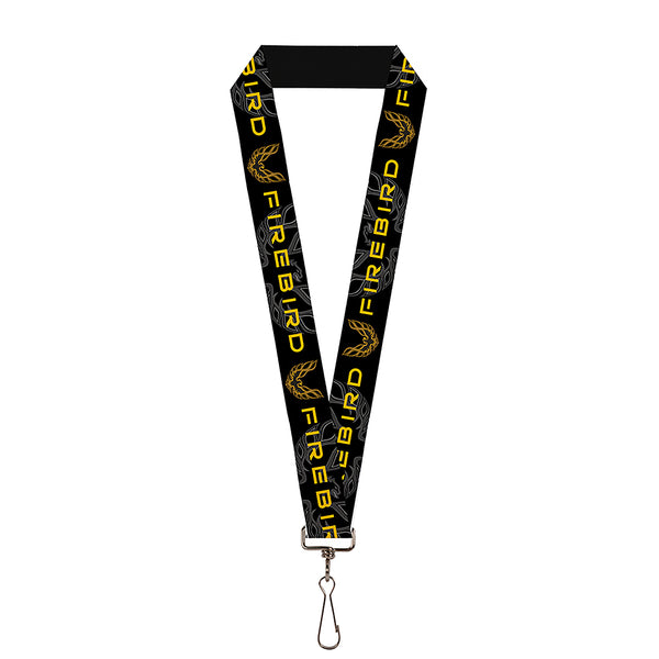 Buckle-Down Lanyard - 1.0" - Pontiac FIREBIRD Logo Black Grays Golds