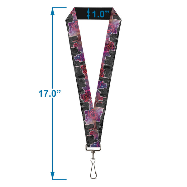 Buckle-Down Lanyard - 1.0" - Portland Vivid Skyline Cosmic Roses